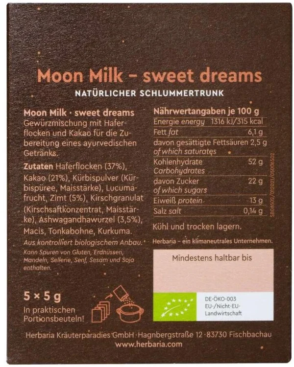 Herbaria Moon Milk Sweet Dreams, Bio-Gewürzmischung 4