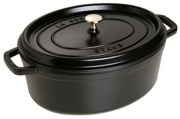 Staub Cocotte Oval Aus Gusseisen In Schwarz 1