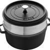 Staub Cocotte Rund Aus Gusseisen Mit Dämpfeinsatz In Schwarz 5