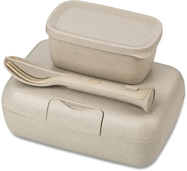Koziol Lunch Box Candy Ready Mit Besteck-Set In Sand 1