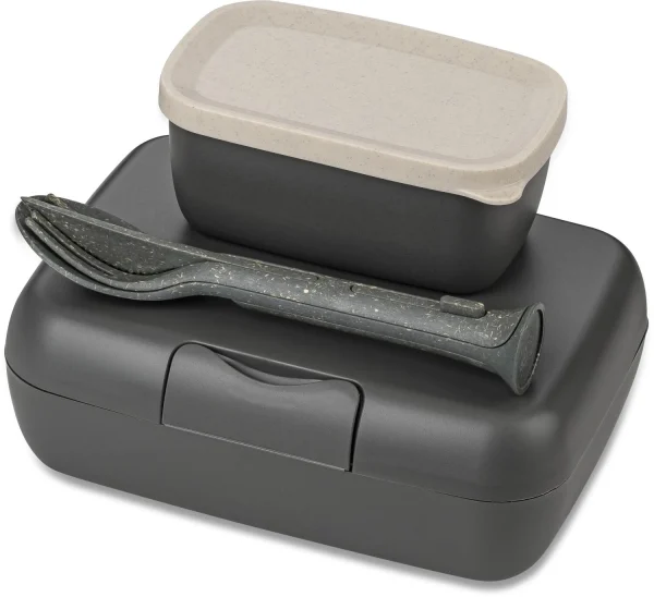 Koziol Lunch Box Candy Ready Mit Besteck-Set In Grau 1