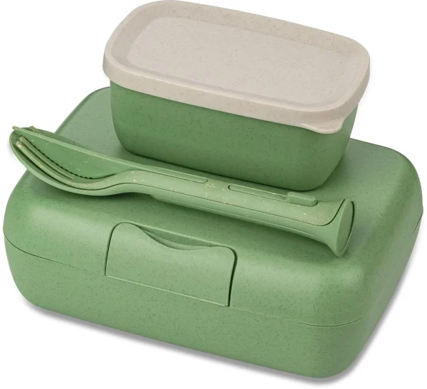 Koziol Lunch Box Candy Ready Mit Besteck-Set In Grün 1