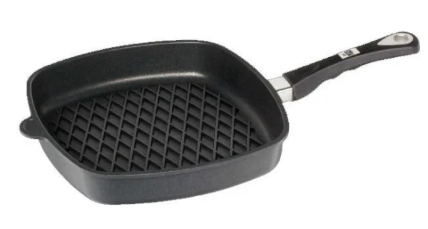AMT Gastroguss AMT Eckpfanne Hoch Mit BBQ-Grillmuster Und Stiel 1